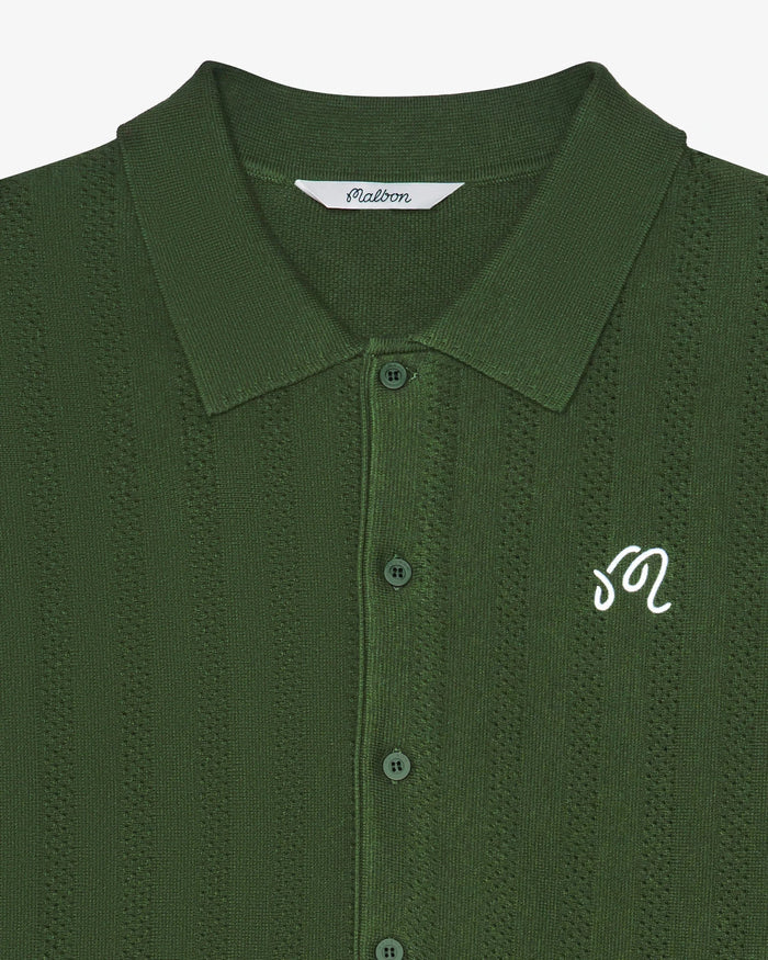 Malbon - Crosscut Crochet Polo in Rifle Green - Kalifornia Jean Bar