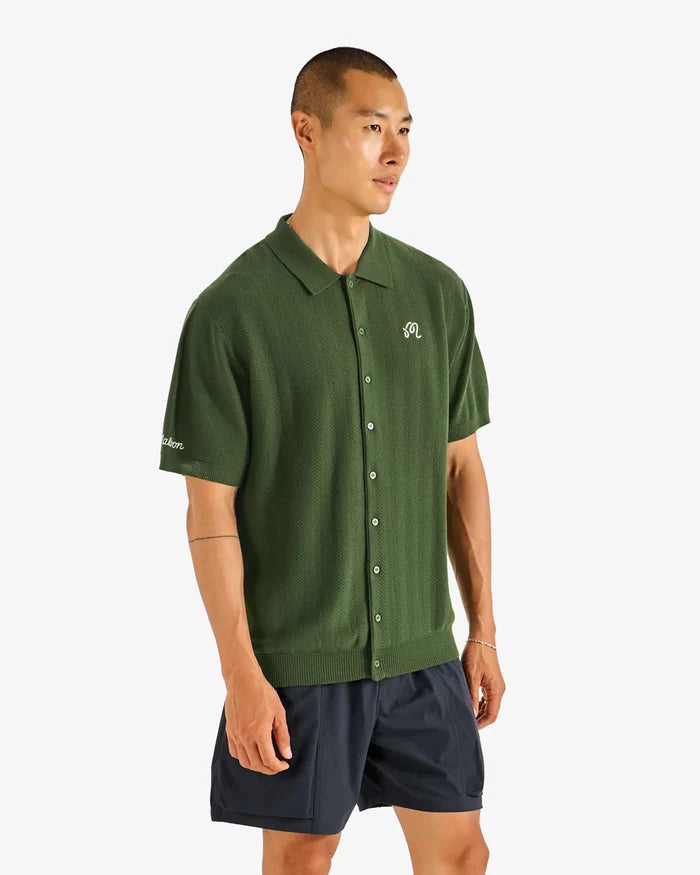 Malbon - Crosscut Crochet Polo in Rifle Green - Kalifornia Jean Bar