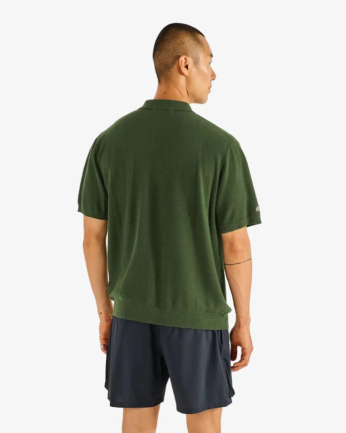 Malbon - Crosscut Crochet Polo in Rifle Green - Kalifornia Jean Bar
