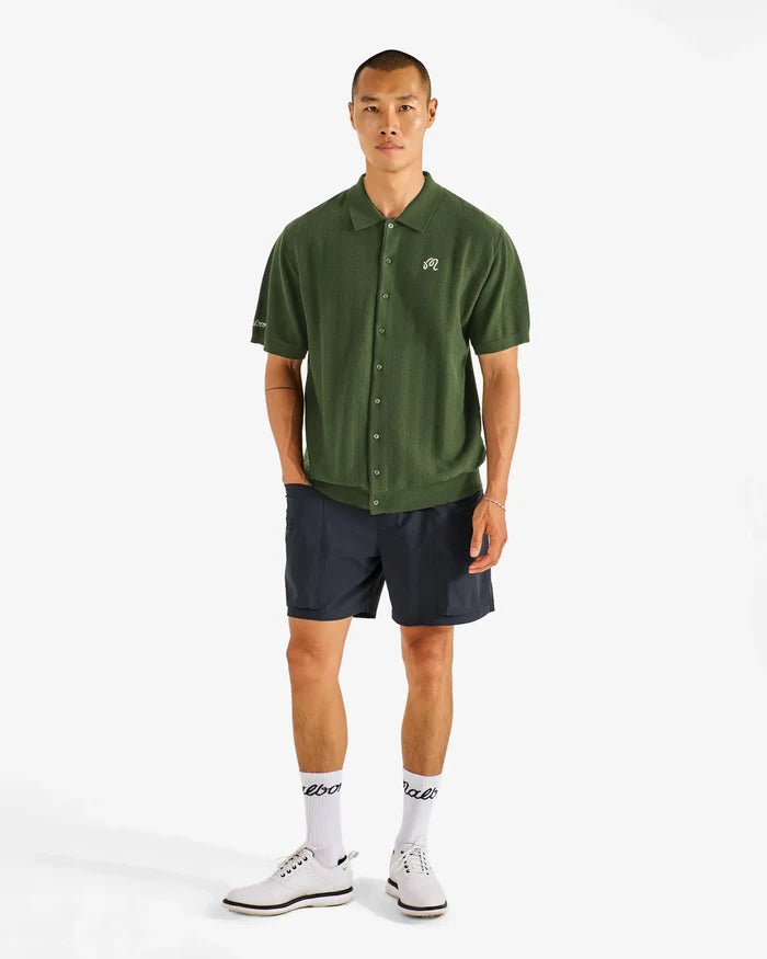Malbon - Crosscut Crochet Polo in Rifle Green - Kalifornia Jean Bar