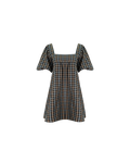 MARGIE PUFF SLEEVE MINI DRESS BLACK TARTAN