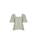 MARGIE TIE-BACK BLOUSE SAGE GINGHAM