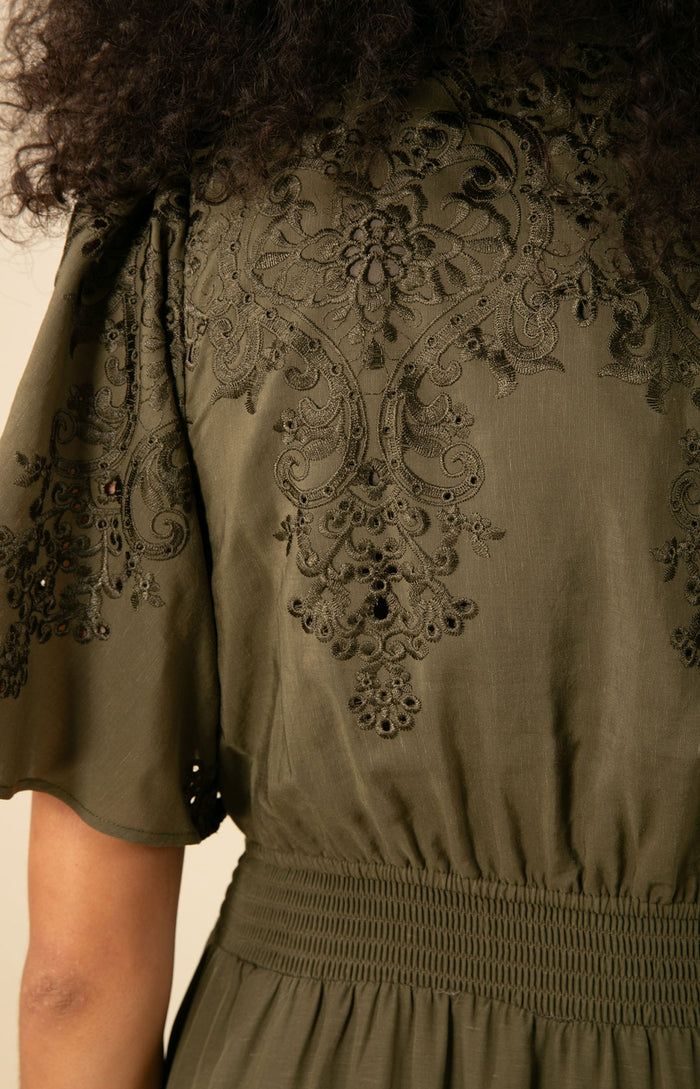 Mariah Embroidered Maxi Dress, color_olive