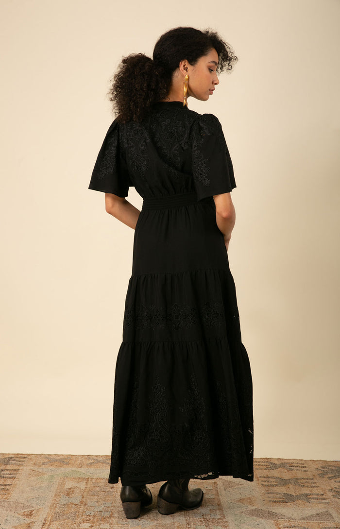 Mariah Embroidered Maxi Dress, color_black