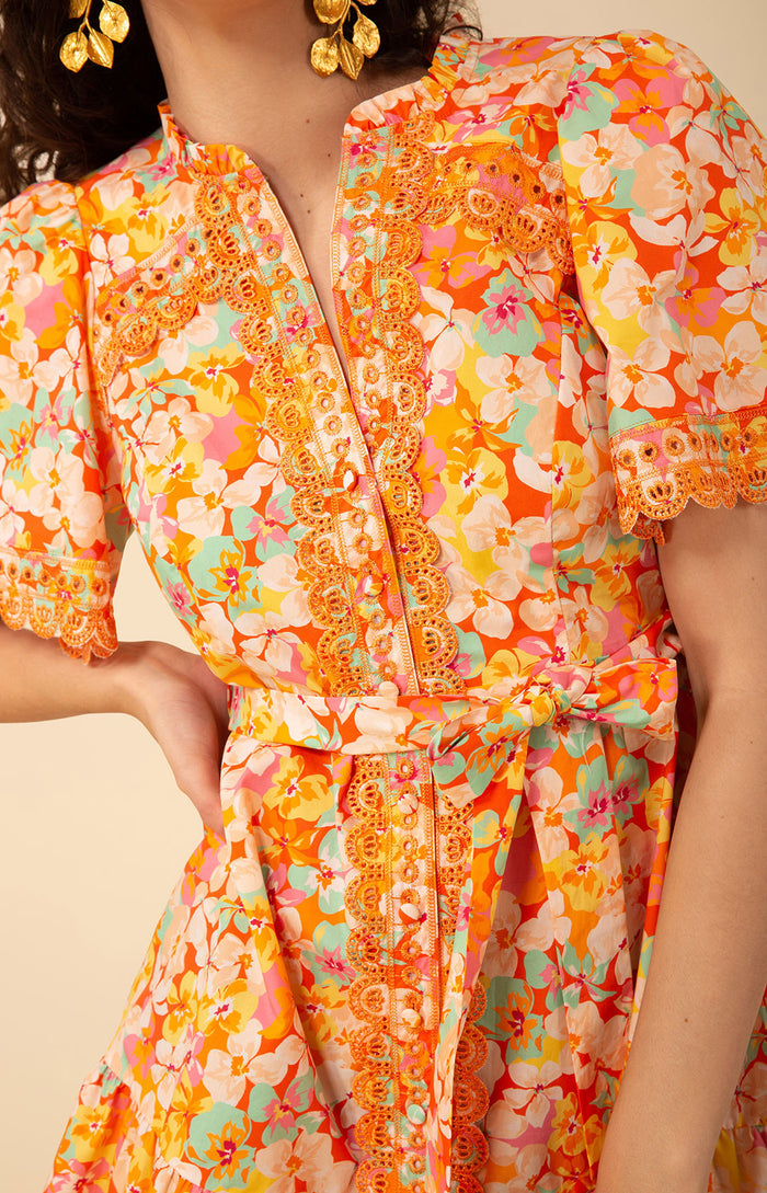 Mariana Poplin Dress, color_orange