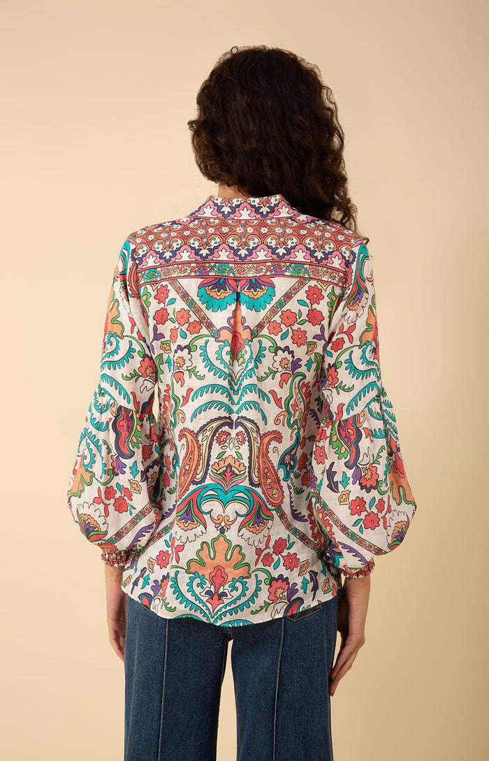 Marley Linen Top, color_ivory