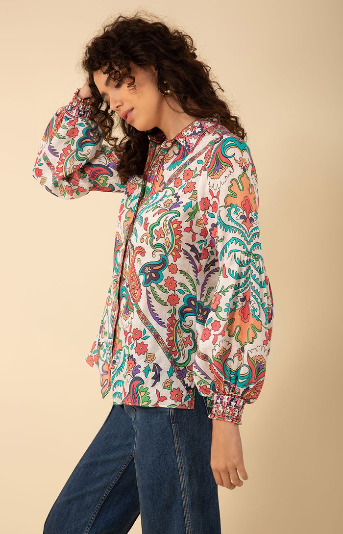 Marley Linen Top, color_ivory