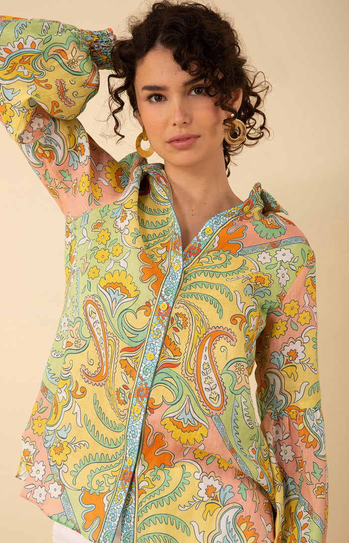 Marley Linen Top, color_green