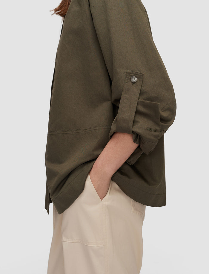 Green Mars Fluid Cotton Linen Blouse - Joseph