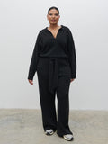 Souki Is 5'8" & Wears Size UK XL|Meg Belted Knit Jumpsuit Curve - Black