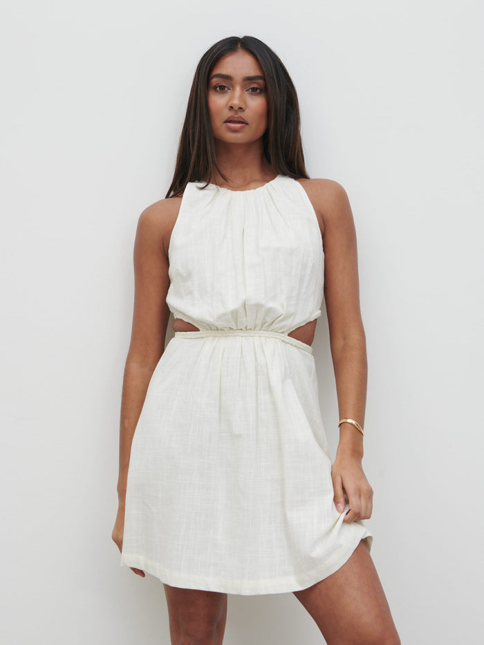 Sachi Is 5’7” & Wears Size UK 8|Melody Cut Out Mini Dress - Cream