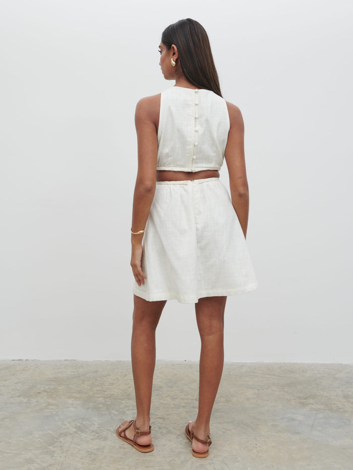 Sachi Is 5’7” & Wears Size UK 8|Melody Cut Out Mini Dress - Cream