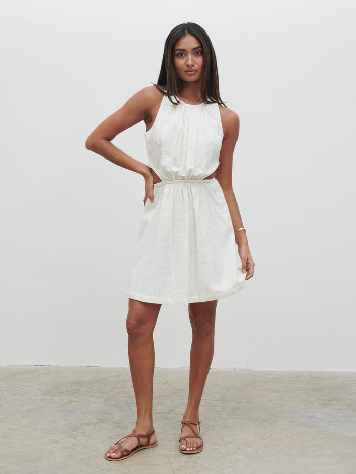 Sachi Is 5’7” & Wears Size UK 8|Melody Cut Out Mini Dress - Cream