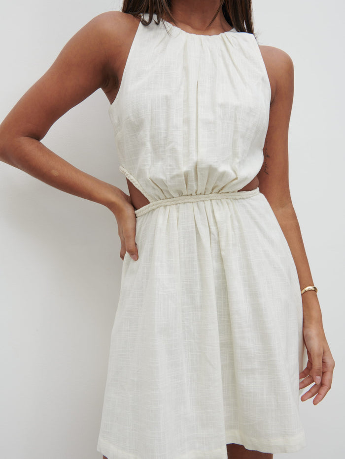 Sachi Is 5’7” & Wears Size UK 8|Melody Cut Out Mini Dress - Cream