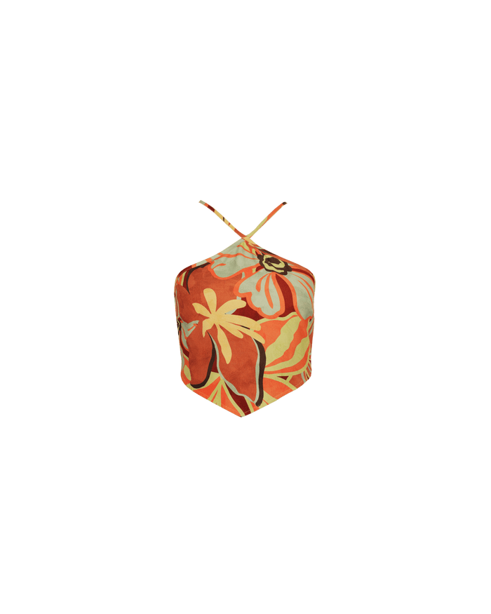 MELON TIE-BACK TOP MELON FLORAL