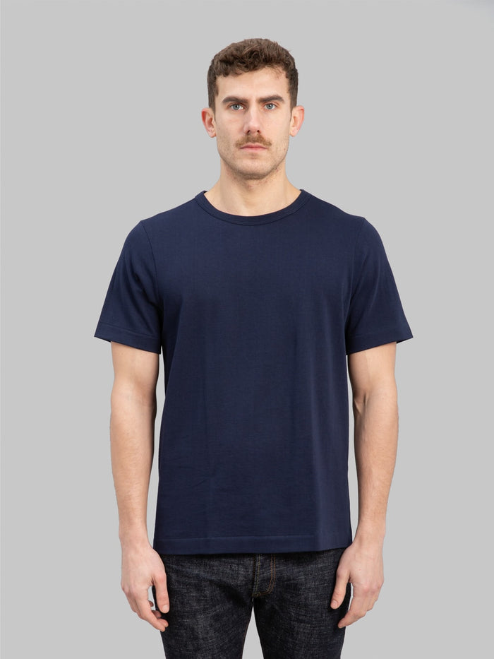 Merz b. Schwanen 214 2-Thread Heavyweight 7.2oz Crewneck Loopwheeled Relaxed Fit T-Shirt Ink Blue