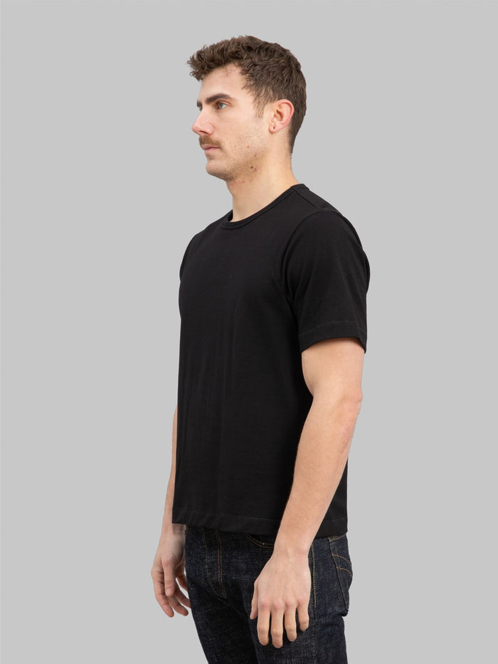 Merz b. Schwanen 2M15C Sturdy Jersey 6.8oz Crewneck Cropped Classic Fit T-Shirt Deep Black - Redcast Heritage Co.