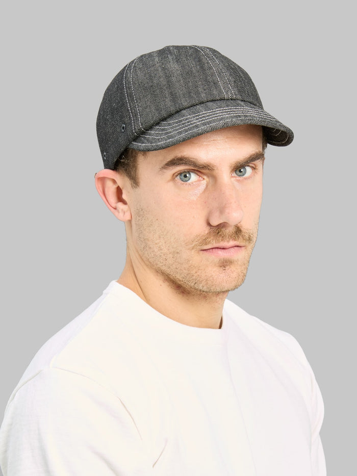 Mighty Shine Bridge Cap Type 2 Work Indigo model front look