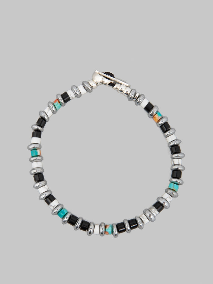 Mikia Hematite Roundel Bracelet Jet Turquoise silver