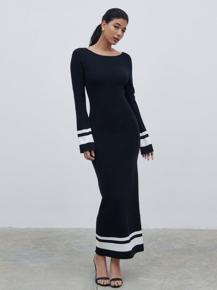 Bianca Is 5'9" & Wears Size UK XS|Milana Midaxi Knit Dress - Black
