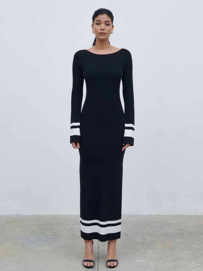 Bianca Is 5'9" & Wears Size UK XS|Milana Midaxi Knit Dress - Black