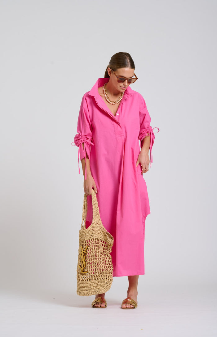 Millie Dress Shirtdress | Hot Pink