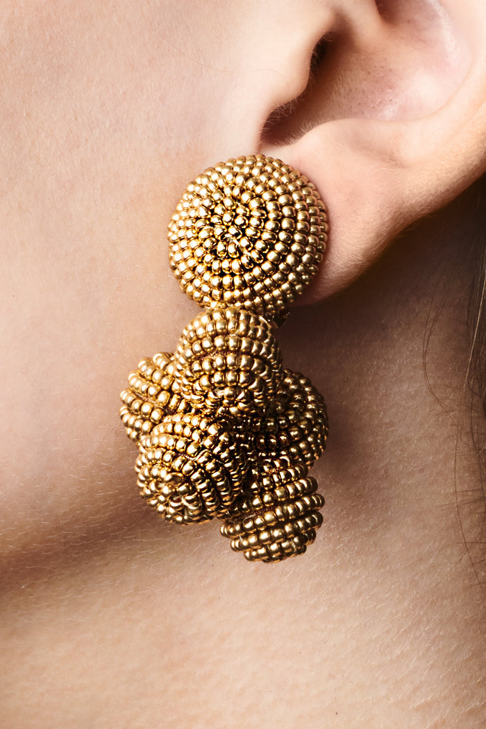 MINI COCONUTS GOLD BEADED CLUSTER EARRINGS