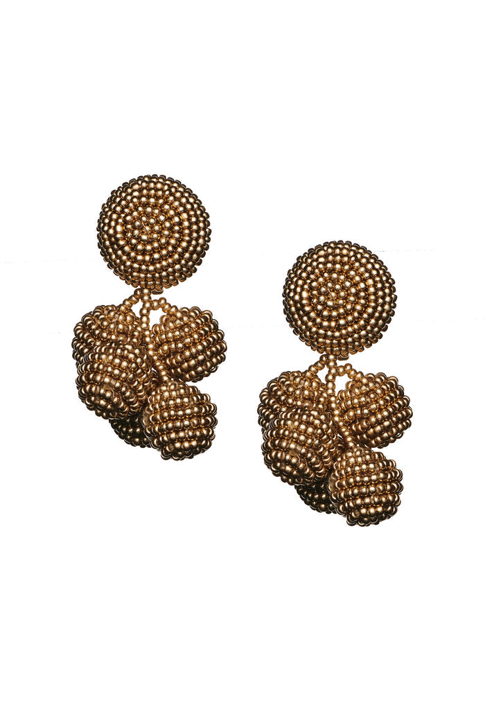 MINI COCONUTS GOLD BEADED CLUSTER EARRINGS