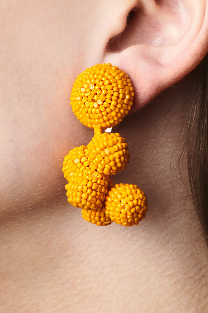 MINI COCONUTS ORANGE GLASS BEADED CLUSTER EARRINGS