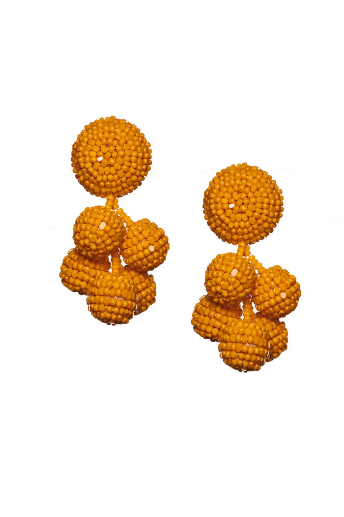 MINI COCONUTS ORANGE GLASS BEADED CLUSTER EARRINGS