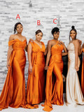 Mismatched Burnt Orange Mermaid Long Bridesmaid Dress, PD3158