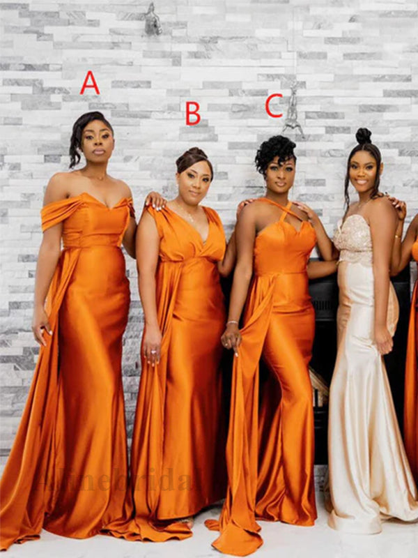 Mismatched Burnt Orange Mermaid Long Bridesmaid Dress, PD3158
