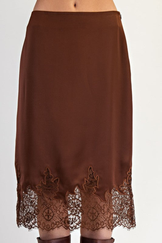 Mocha Whisper Lace Midi Skirt image 3