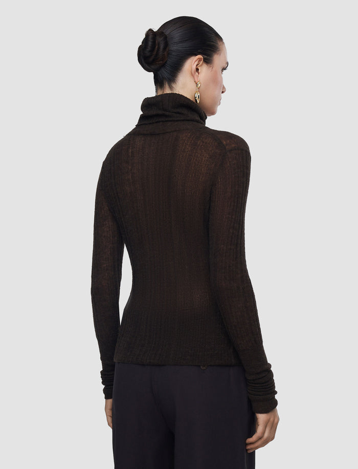 Brown Molony Sheer Wool Rib Jumper - Joseph