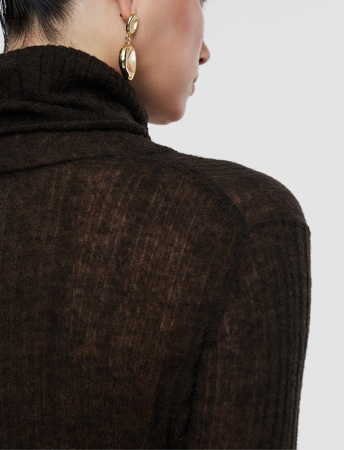 Brown Molony Sheer Wool Rib Jumper - Joseph
