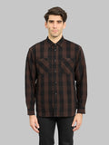 Momotaro MMLS6002 Block Check Shirt Brown fit