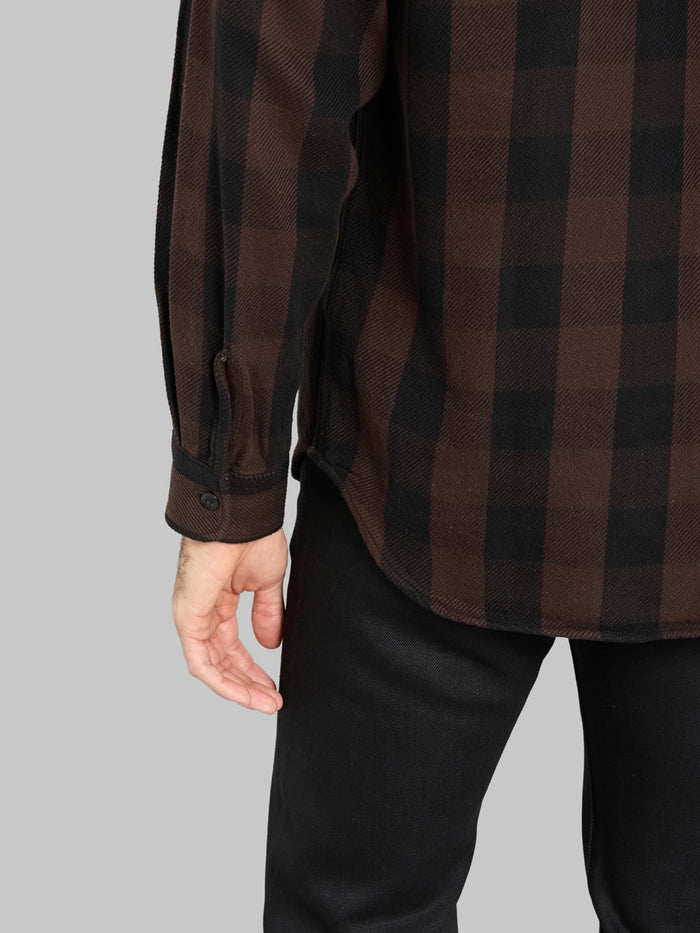 Momotaro MMLS6002 Block Check Shirt Brown hem