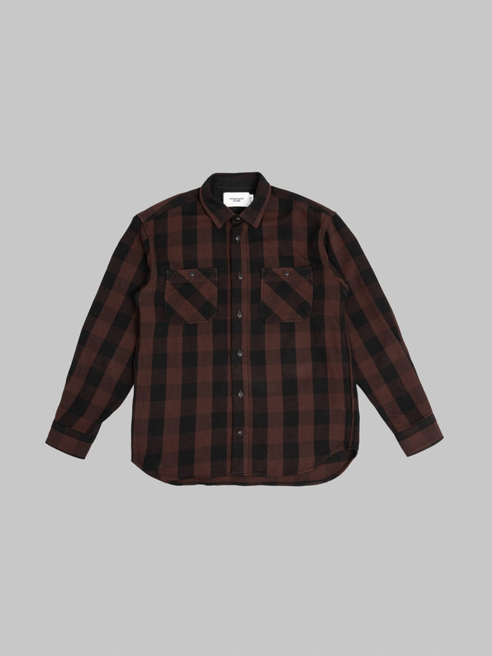 Momotaro MMLS6002 Block Check Shirt Brown front
