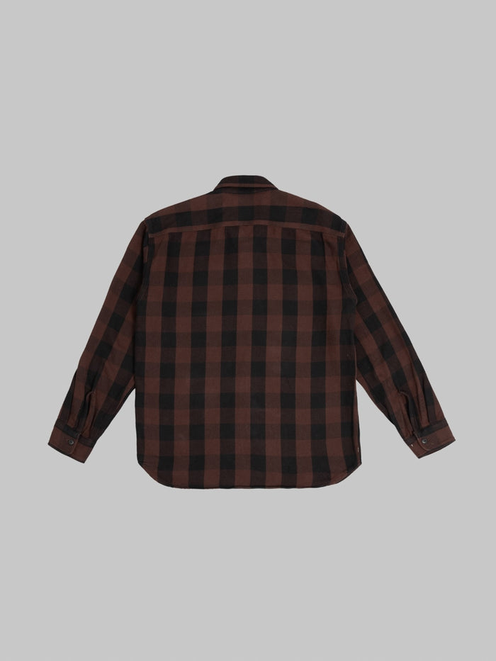 Momotaro MMLS6002 Block Check Shirt Brown back
