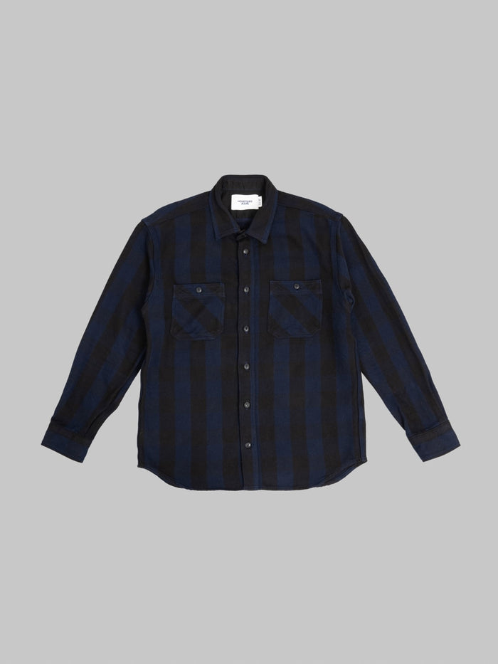 Momotaro Jeans MMLS6002 Block Check Shirt Navy front