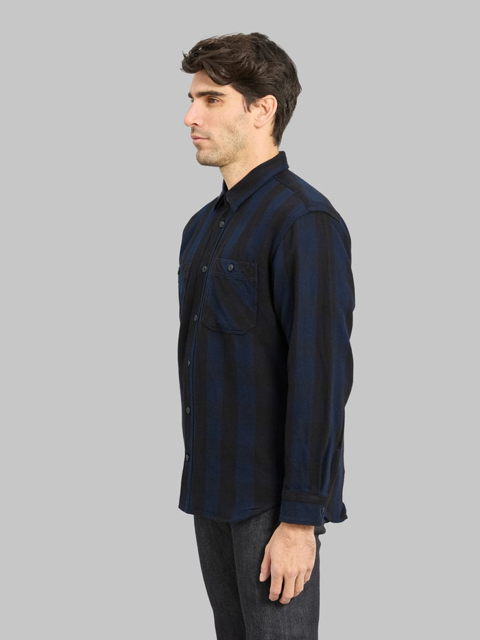 Momotaro Jeans MMLS6002 Block Check Shirt Navy side