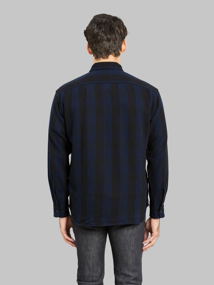 Momotaro Jeans MMLS6002 Block Check Shirt Navy back fit