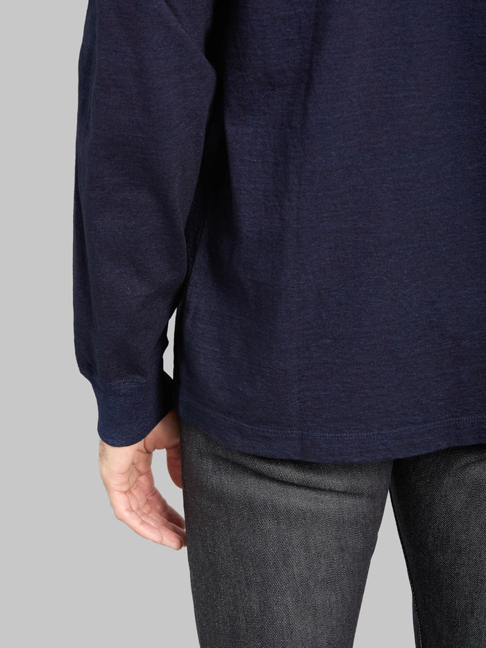 Momotaro MMTS6011 6.1oz Indigo Long Sleeve T-Shirt hem