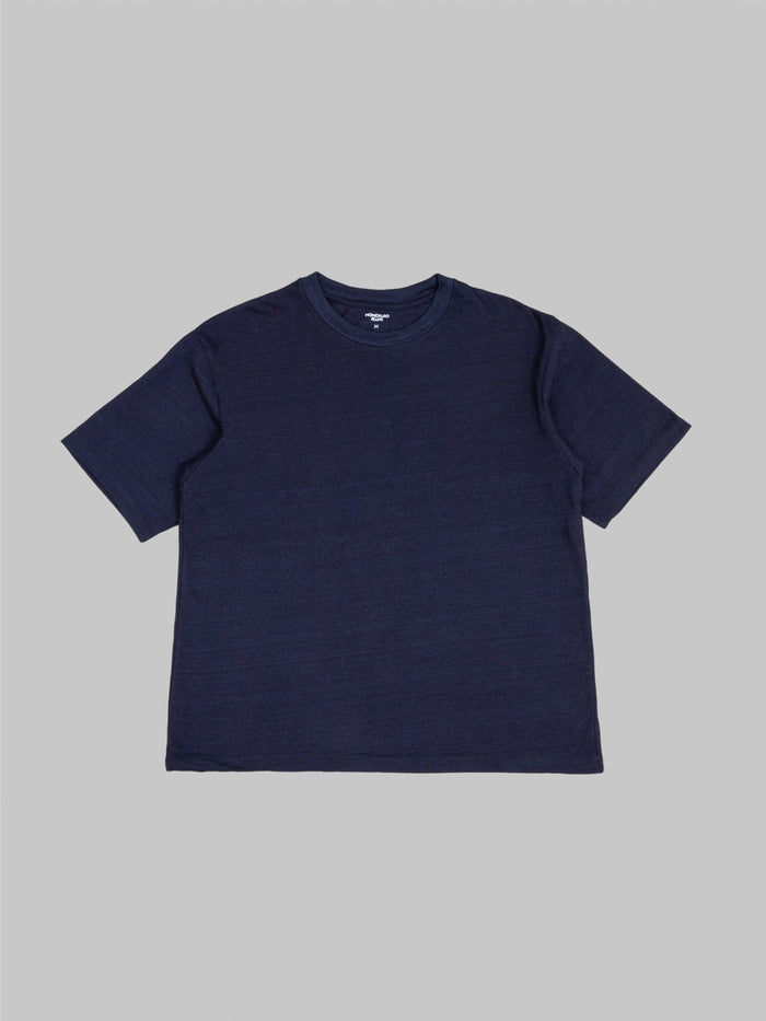 momotaro yarn dyed suvin gold cotton indigo tshirt front