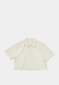 Monogram Plush Cropped Polo Shirt White