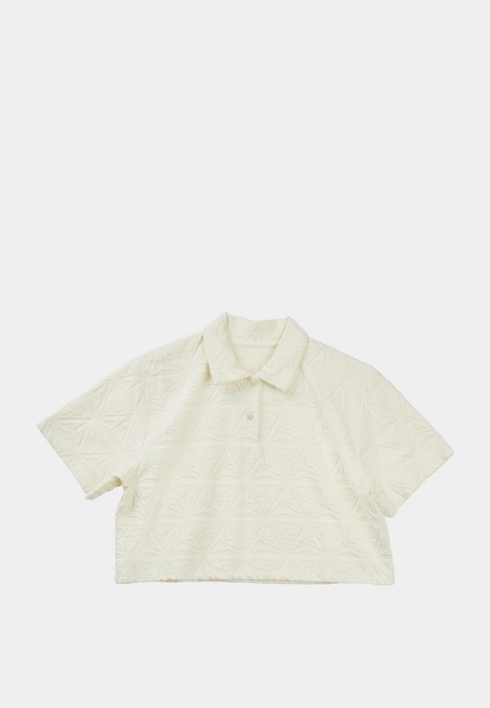 Monogram Plush Cropped Polo Shirt White
