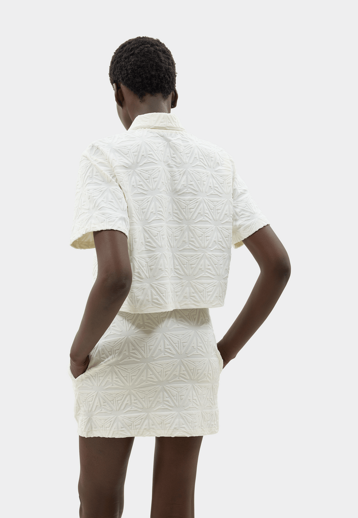 Monogram Plush Cropped Polo Shirt White