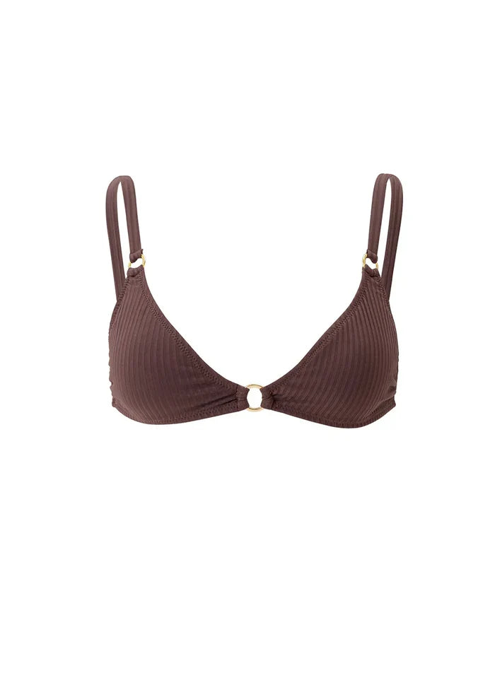 Melissa Odabash Montenegro Over The Shoulder Ring Bikini Top Brown Ribbed Apoella