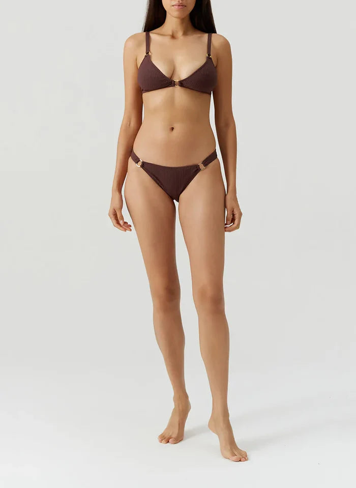 Melissa Odabash Montenegro Over The Shoulder Ring Bikini Top Brown Ribbed Apoella