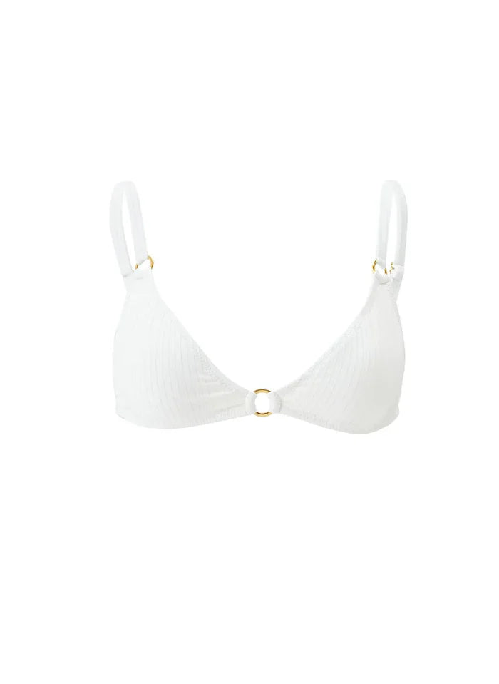 Tops Melissa Odabash Montenegro Over The Shoulder Ring Bikini Top Cream Ribbed Apoella